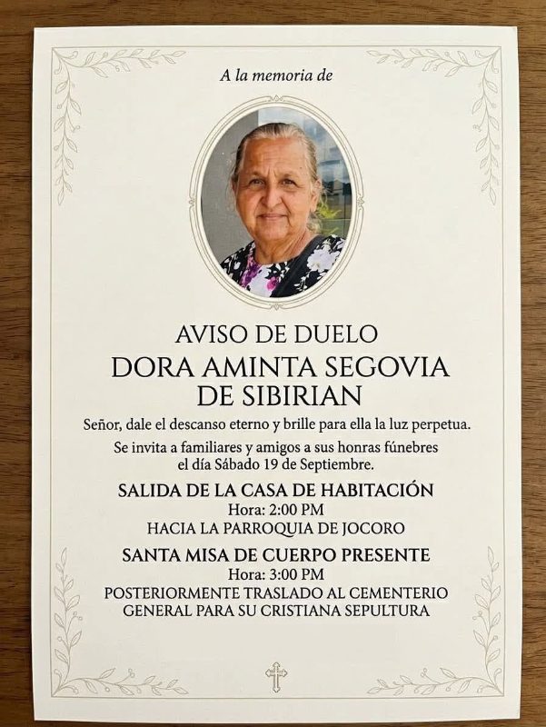 Dora Aminta Segovia De Sibirian